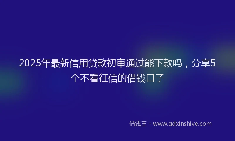 2025年最新信用贷款初审通过能下款吗，分享5个不看征信的借钱口子