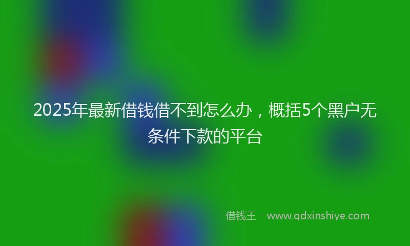 2025年最新借钱借不到怎么办，概括5个黑户无条件下款的平台