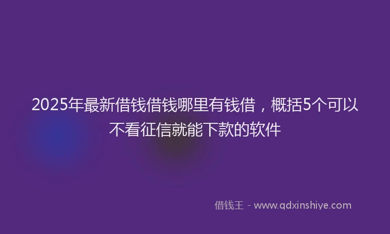 2025年最新借钱借钱哪里有钱借，概括5个可以不看征信就能下款的软件