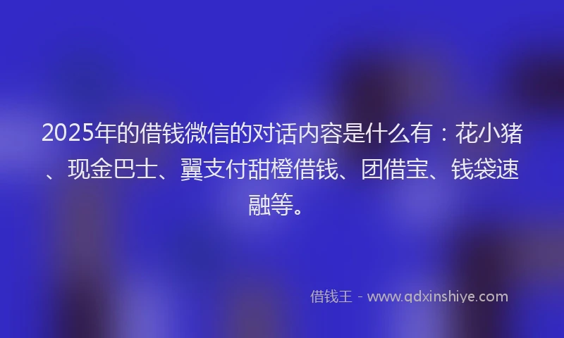 2025年的借钱微信的对话内容是什么有：花小猪、现金巴士、翼支付甜橙借钱、团借宝、钱袋速融等。