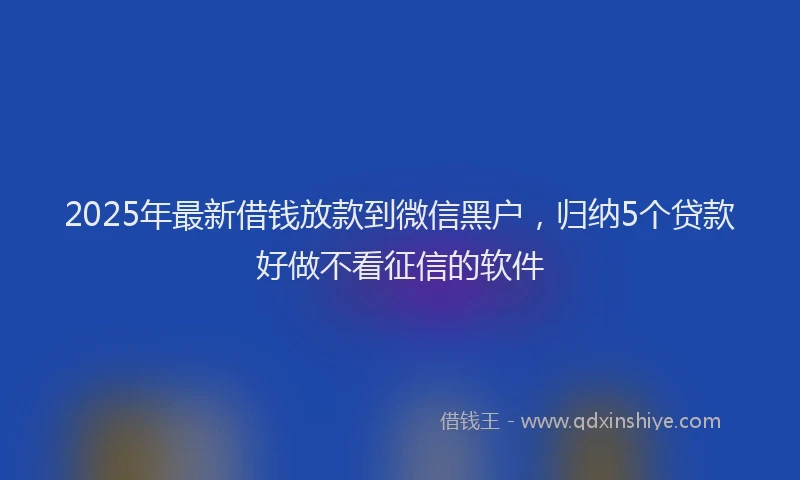 2025年最新借钱放款到微信黑户，归纳5个贷款好做不看征信的软件