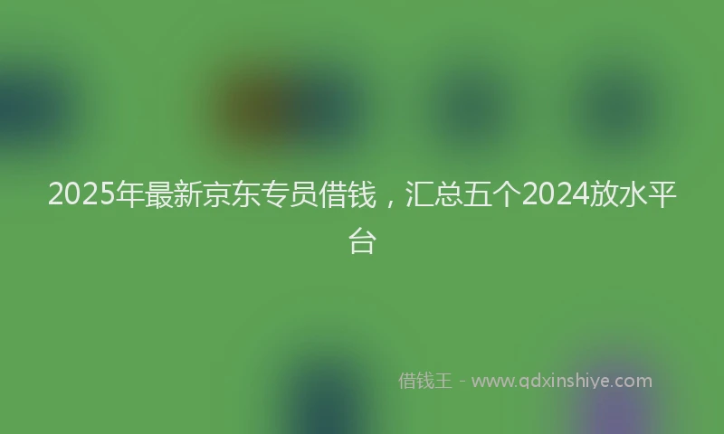 2025年最新京东专员借钱，汇总五个2024放水平台