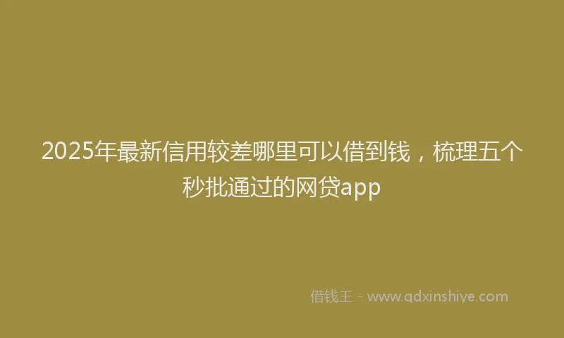 2025年最新信用较差哪里可以借到钱，梳理五个秒批通过的网贷app