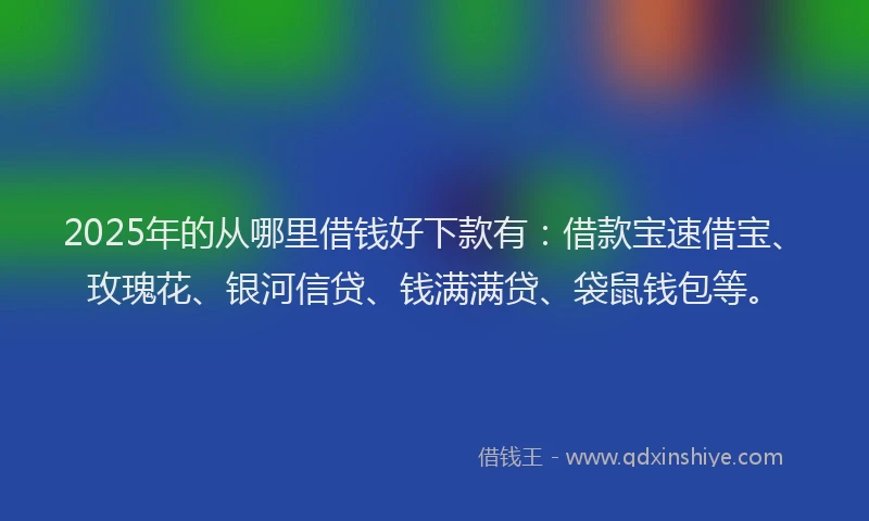 2025年的从哪里借钱好下款有：借款宝速借宝、玫瑰花、银河信贷、钱满满贷、袋鼠钱包等。
