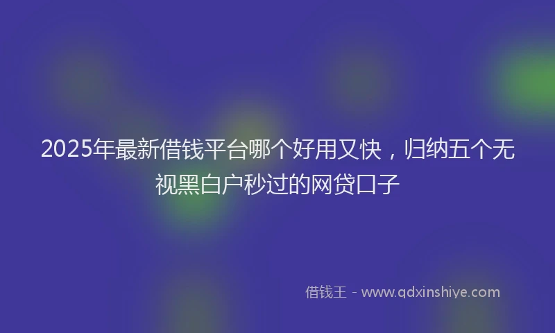 2025年最新借钱平台哪个好用又快，归纳五个无视黑白户秒过的网贷口子