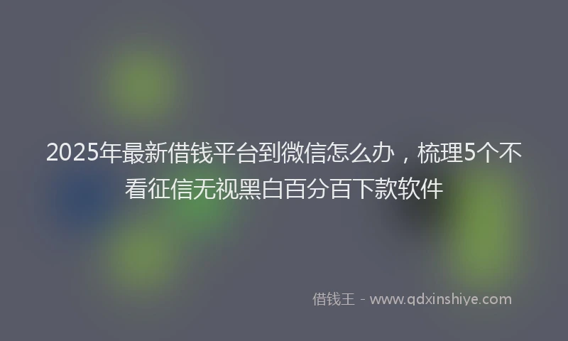 2025年最新借钱平台到微信怎么办，梳理5个不看征信无视黑白百分百下款软件