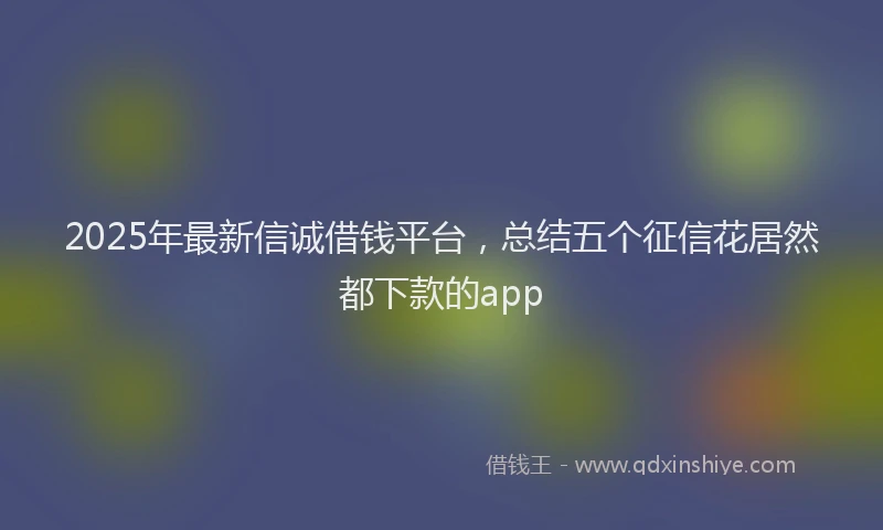 2025年最新信诚借钱平台，总结五个征信花居然都下款的app