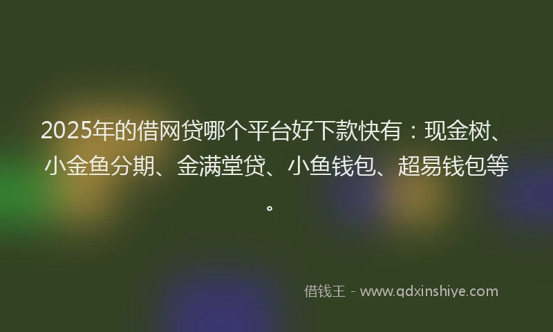 2025年的借网贷哪个平台好下款快有：现金树、小金鱼分期、金满堂贷、小鱼钱包、超易钱包等。