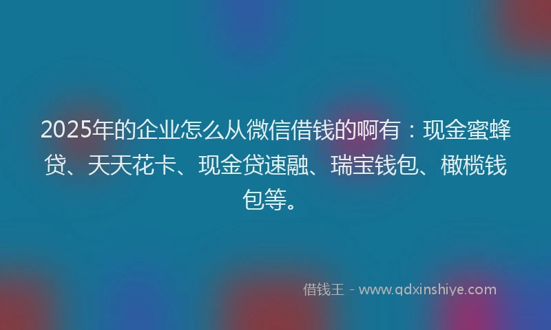 2025年的企业怎么从微信借钱的啊有：现金蜜蜂贷、天天花卡、现金贷速融、瑞宝钱包、橄榄钱包等。