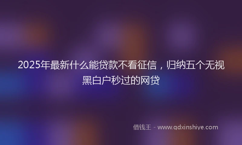 2025年最新什么能贷款不看征信，归纳五个无视黑白户秒过的网贷