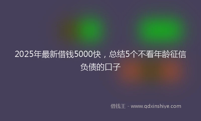 2025年最新借钱5000快，总结5个不看年龄征信负债的口子