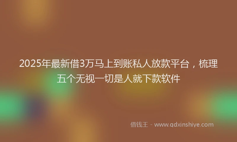 2025年最新借3万马上到账私人放款平台，梳理五个无视一切是人就下款软件