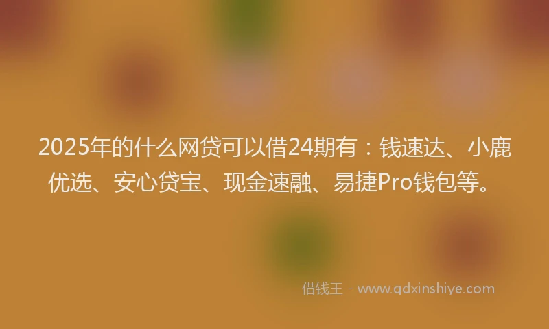 2025年的什么网贷可以借24期有：钱速达、小鹿优选、安心贷宝、现金速融、易捷Pro钱包等。