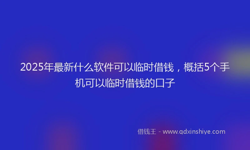 2025年最新什么软件可以临时借钱，概括5个手机可以临时借钱的口子