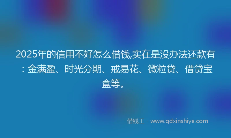 2025年的信用不好怎么借钱,实在是没办法还款有：金满盈、时光分期、戒易花、微粒贷、借贷宝盒等。