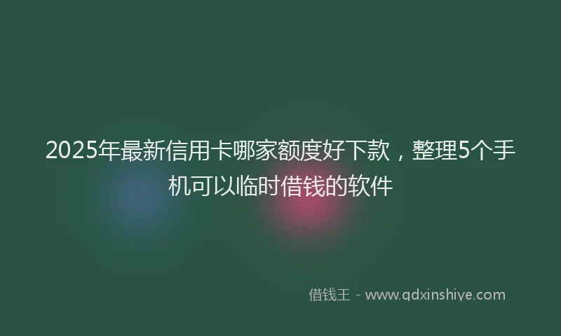 2025年最新信用卡哪家额度好下款，整理5个手机可以临时借钱的软件
