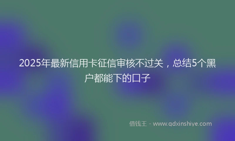 2025年最新信用卡征信审核不过关，总结5个黑户都能下的口子