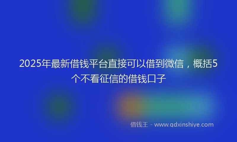 2025年最新借钱平台直接可以借到微信，概括5个不看征信的借钱口子