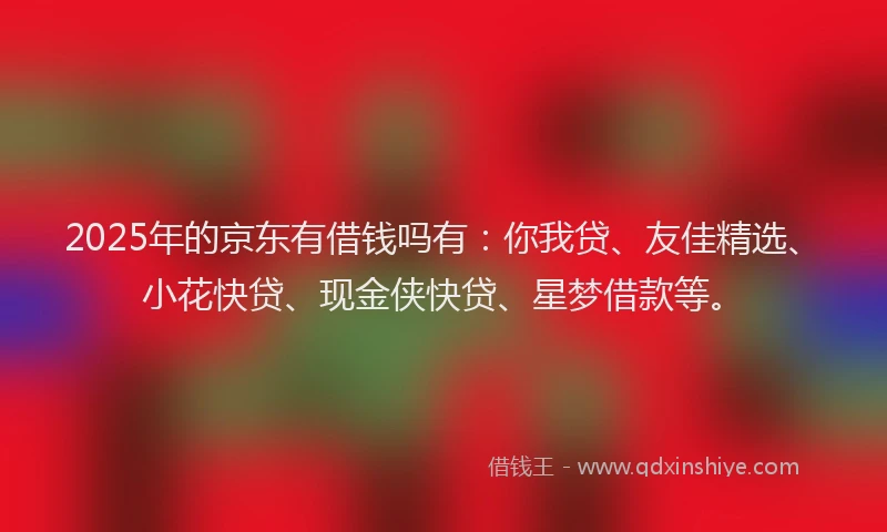 2025年的京东有借钱吗有：你我贷、友佳精选、小花快贷、现金侠快贷、星梦借款等。