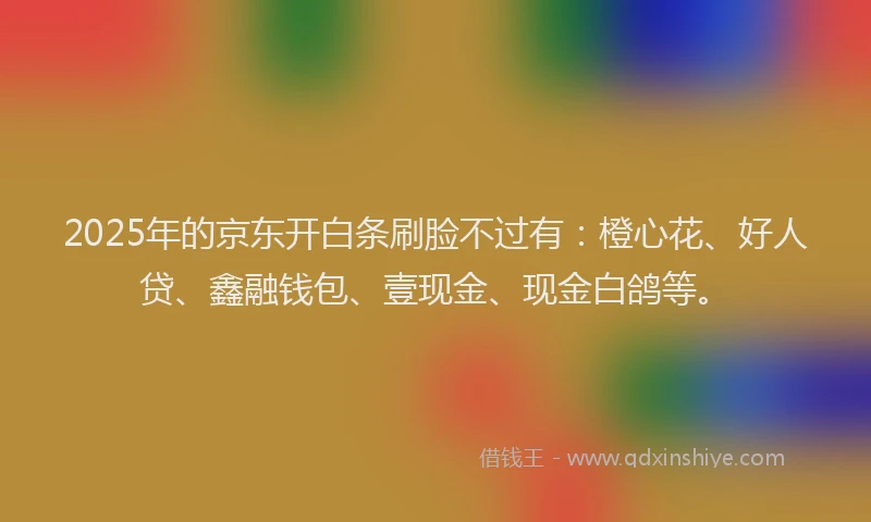2025年的京东开白条刷脸不过有：橙心花、好人贷、鑫融钱包、壹现金、现金白鸽等。