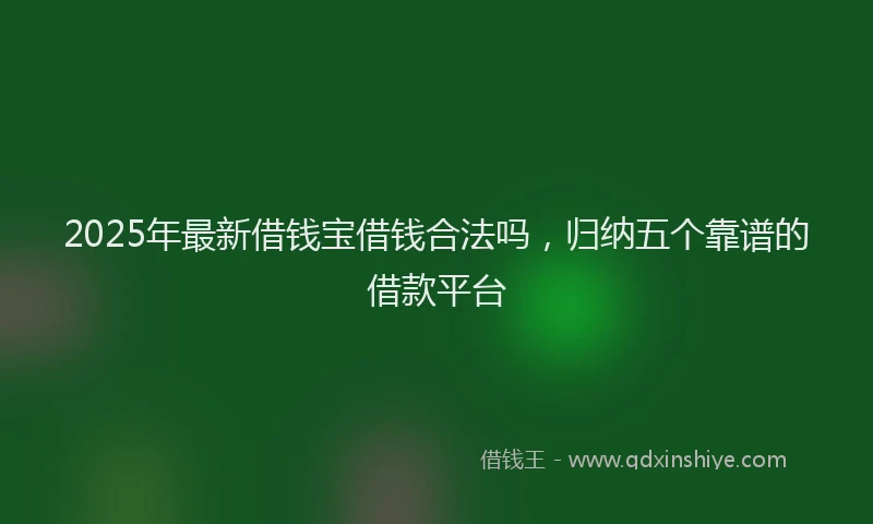 2025年最新借钱宝借钱合法吗，归纳五个靠谱的借款平台