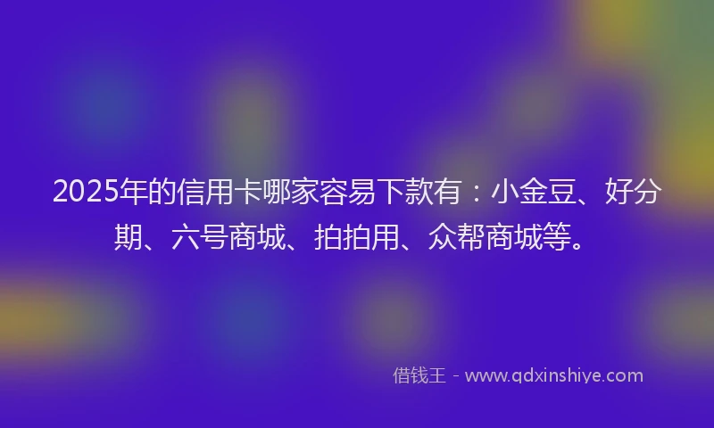 2025年的信用卡哪家容易下款有：小金豆、好分期、六号商城、拍拍用、众帮商城等。