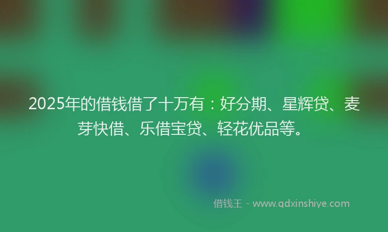 2025年的借钱借了十万有：好分期、星辉贷、麦芽快借、乐借宝贷、轻花优品等。