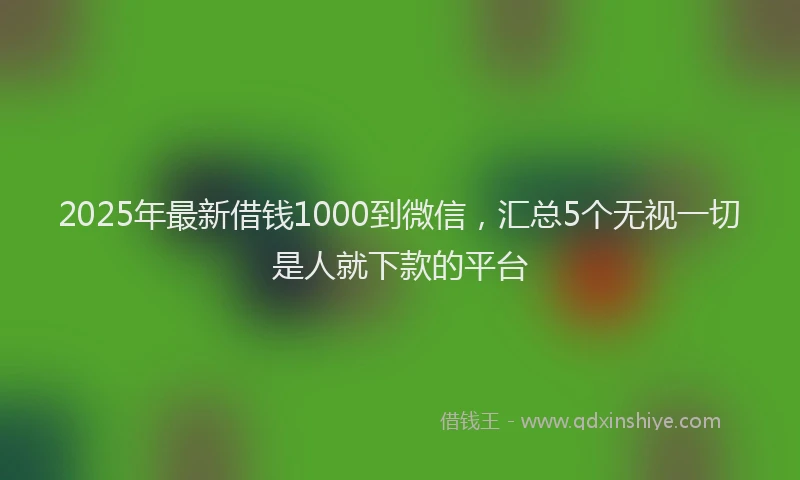 2025年最新借钱1000到微信，汇总5个无视一切是人就下款的平台