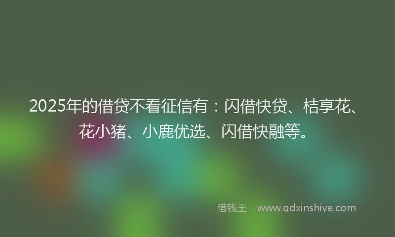 2025年的借贷不看征信有：闪借快贷、桔享花、花小猪、小鹿优选、闪借快融等。