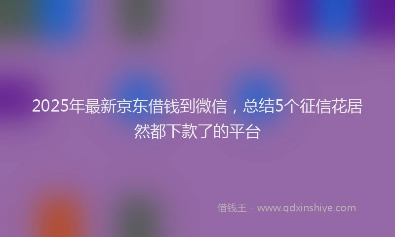 2025年最新京东借钱到微信，总结5个征信花居然都下款了的平台