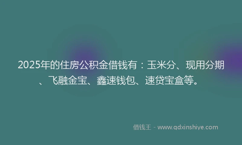 2025年的住房公积金借钱有：玉米分、现用分期、飞融金宝、鑫速钱包、速贷宝盒等。