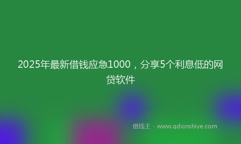 2025年最新借钱应急1000，分享5个利息低的网贷软件