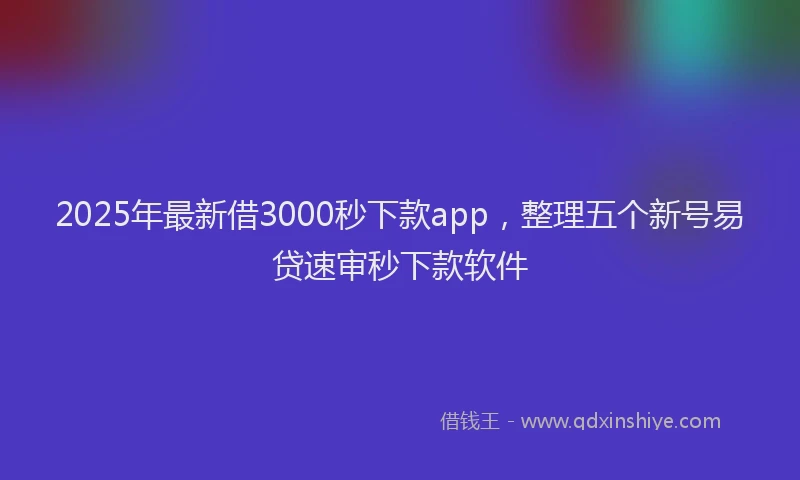 2025年最新借3000秒下款app，整理五个新号易贷速审秒下款软件