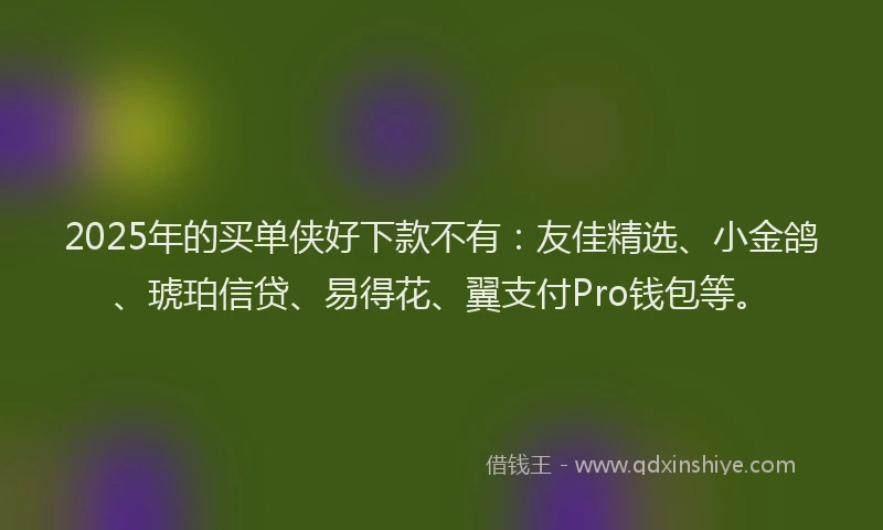 2025年的买单侠好下款不有：友佳精选、小金鸽、琥珀信贷、易得花、翼支付Pro钱包等。