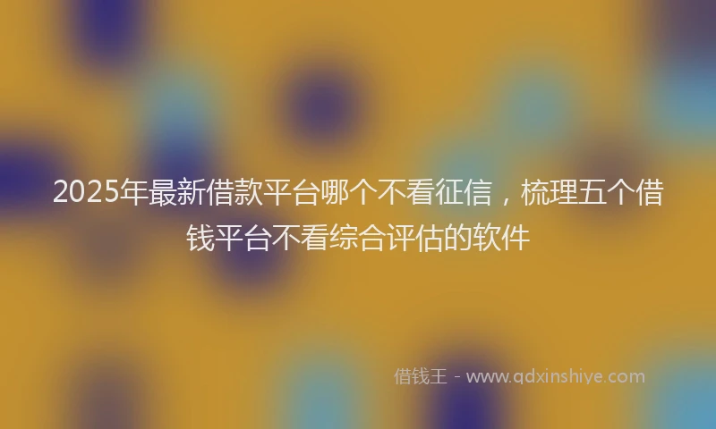 2025年最新借款平台哪个不看征信，梳理五个借钱平台不看综合评估的软件