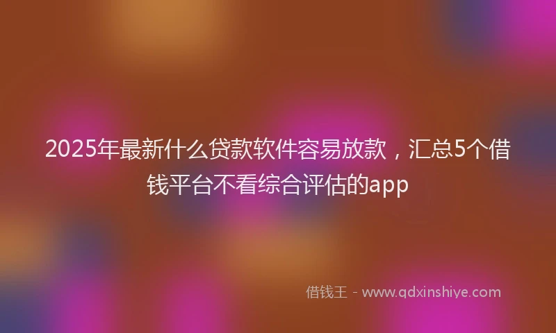 2025年最新什么贷款软件容易放款，汇总5个借钱平台不看综合评估的app
