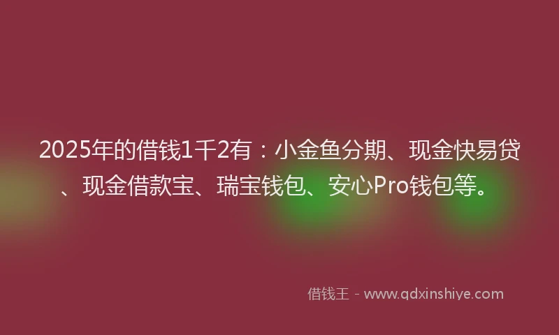 2025年的借钱1千2有：小金鱼分期、现金快易贷、现金借款宝、瑞宝钱包、安心Pro钱包等。