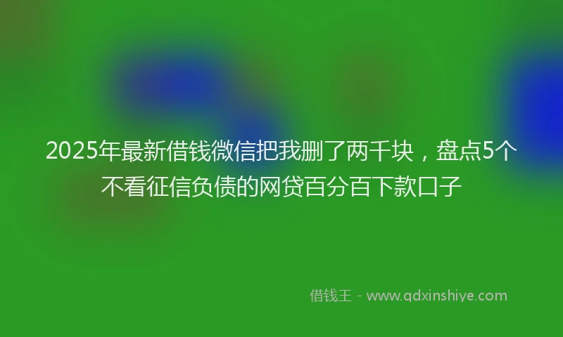 2025年最新借钱微信把我删了两千块，盘点5个不看征信负债的网贷百分百下款口子