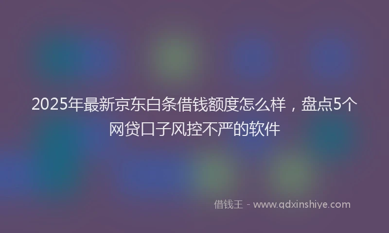 2025年最新京东白条借钱额度怎么样，盘点5个网贷口子风控不严的软件