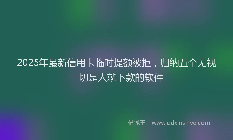2025年最新信用卡临时提额被拒，归纳五个无视一切是人就下款的软件