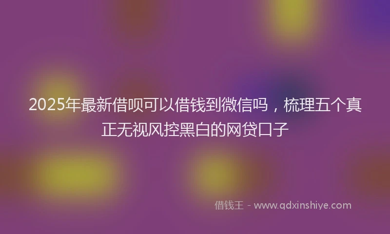 2025年最新借呗可以借钱到微信吗，梳理五个真正无视风控黑白的网贷口子