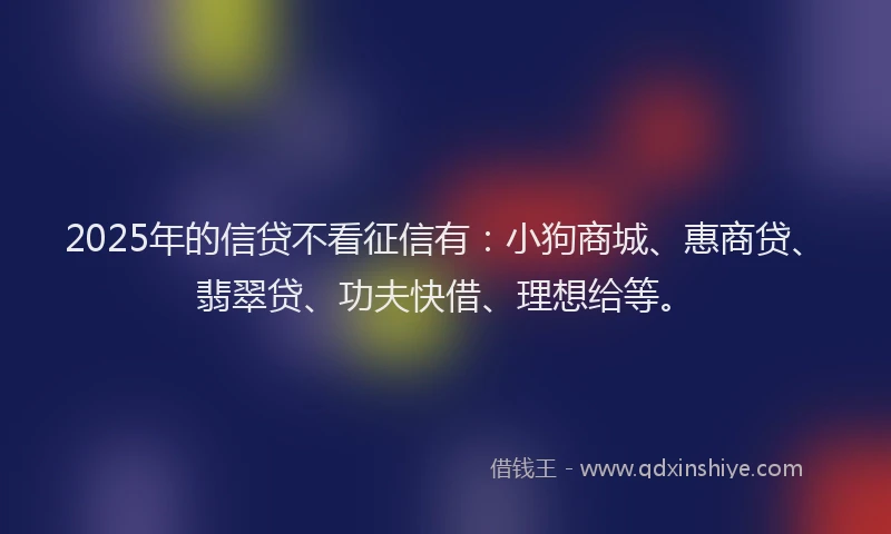 2025年的信贷不看征信有：小狗商城、惠商贷、翡翠贷、功夫快借、理想给等。