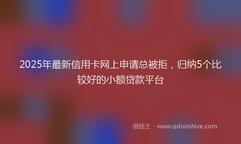 2025年最新信用卡网上申请总被拒，归纳5个比较好的小额贷款平台
