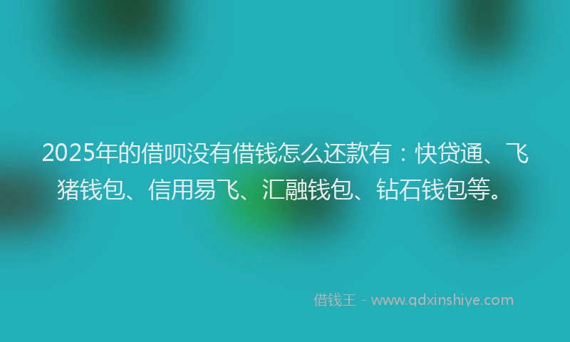 2025年的借呗没有借钱怎么还款有：快贷通、飞猪钱包、信用易飞、汇融钱包、钻石钱包等。