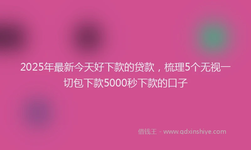 2025年最新今天好下款的贷款，梳理5个无视一切包下款5000秒下款的口子