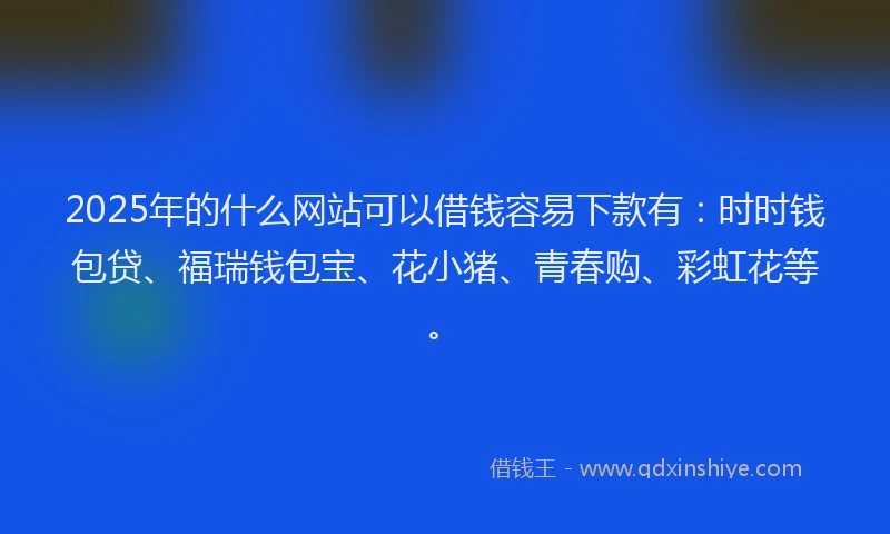 2025年的什么网站可以借钱容易下款有：时时钱包贷、福瑞钱包宝、花小猪、青春购、彩虹花等。