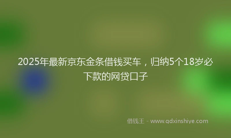 2025年最新京东金条借钱买车，归纳5个18岁必下款的网贷口子