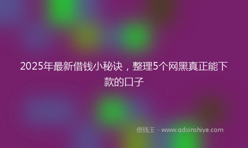2025年最新借钱小秘诀，整理5个网黑真正能下款的口子