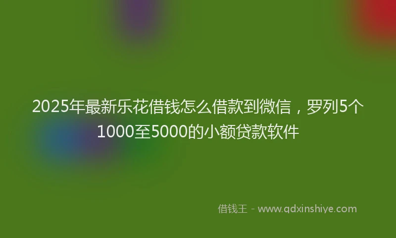 2025年最新乐花借钱怎么借款到微信，罗列5个1000至5000的小额贷款软件