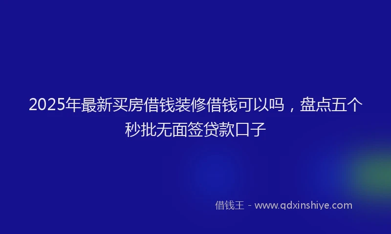 2025年最新买房借钱装修借钱可以吗，盘点五个秒批无面签贷款口子